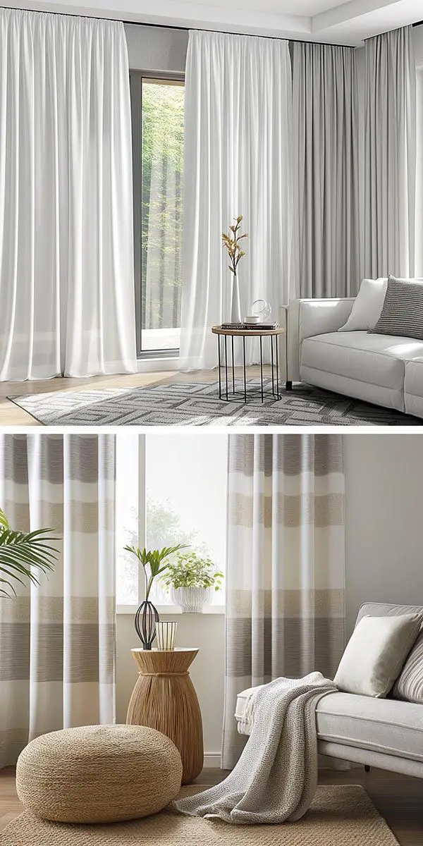 dekorative Gardinenschals grau und gemusterte Gardinenschals