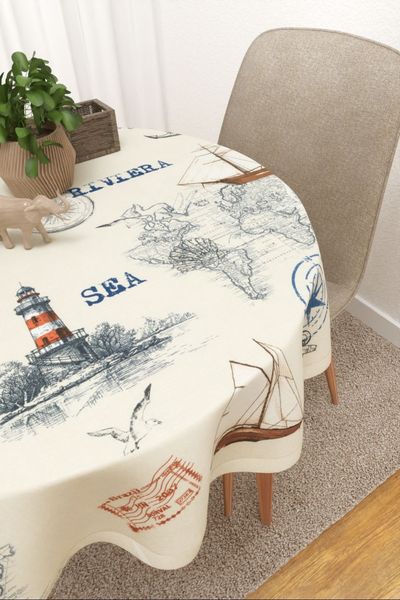 Tischdecke rund Lysel #3J Nastola in marineblau